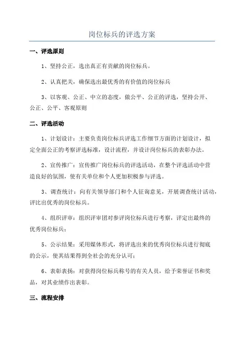 岗位标兵的评选方案