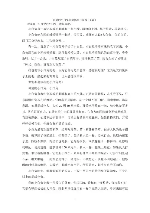 可爱的小白兔外貌描写二年级(7篇)