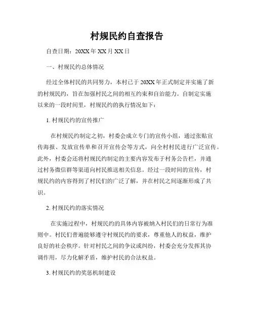 村规民约自查报告