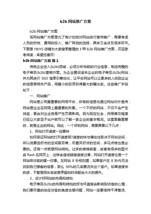 b2b网站推广方案