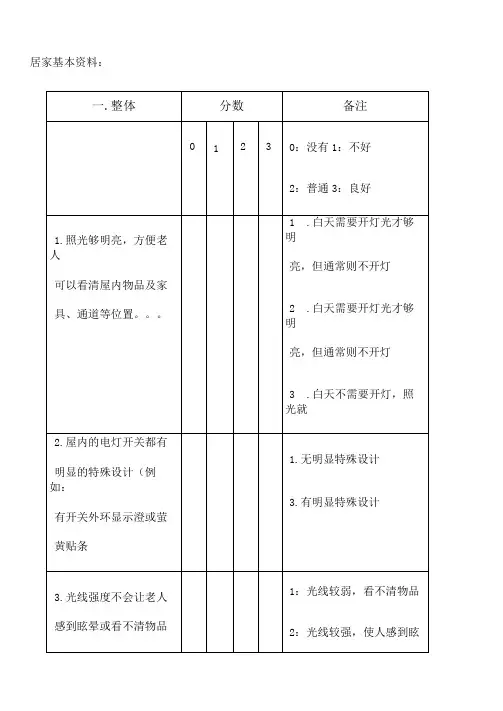 居家环境安全评估量表