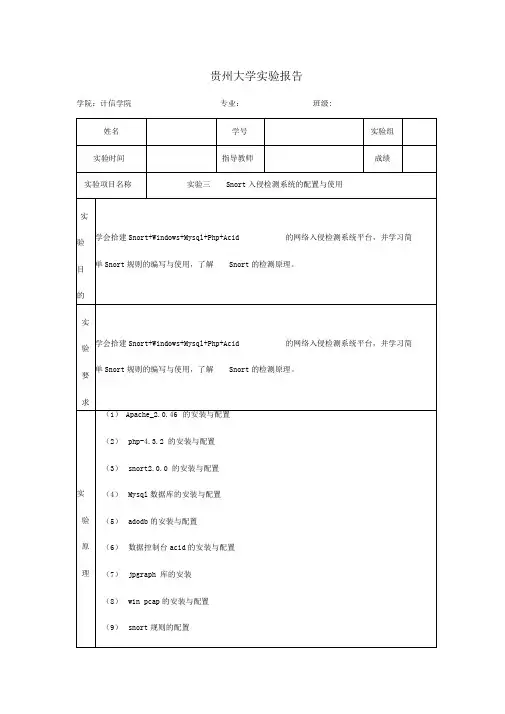 Snort入侵检测系统的配置与使用