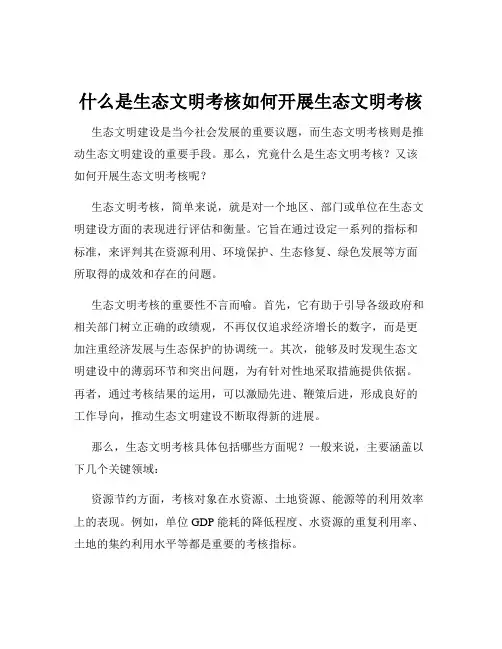 什么是生态文明考核如何开展生态文明考核