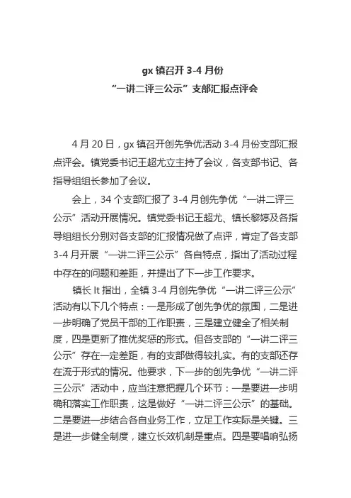 gx镇3-4月一讲二评三公示汇报点评会