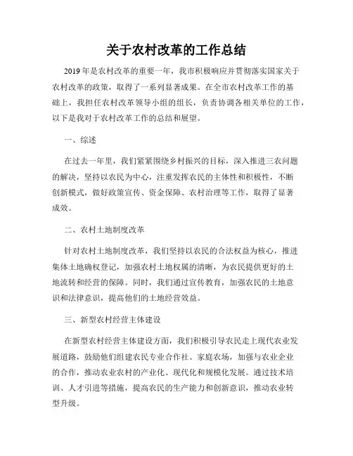 关于农村改革的工作总结