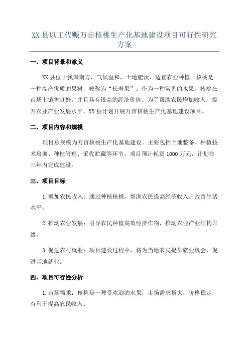 XX县以工代赈万亩核桃生产化基地建设项目可行性研究方案