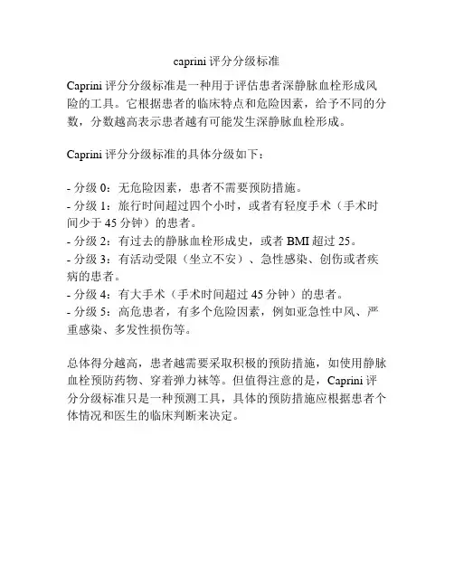 caprini评分分级标准