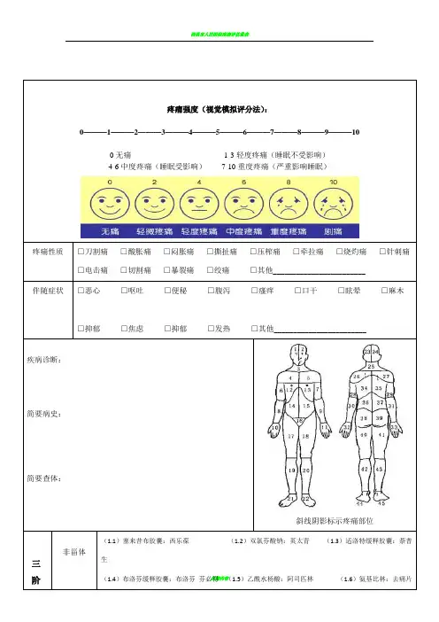 疼痛评估量表