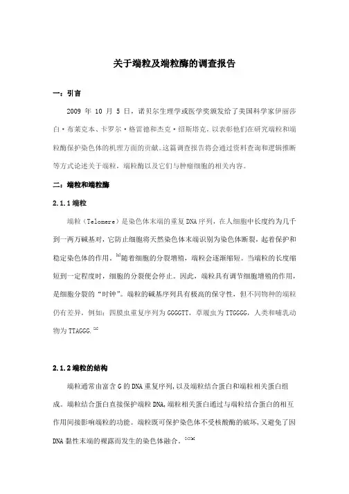 关于端粒及端粒酶的调查报告