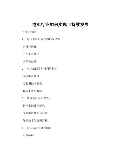 电池行业如何实现可持续发展