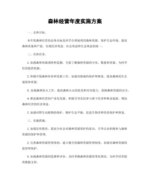 森林经营年度实施方案