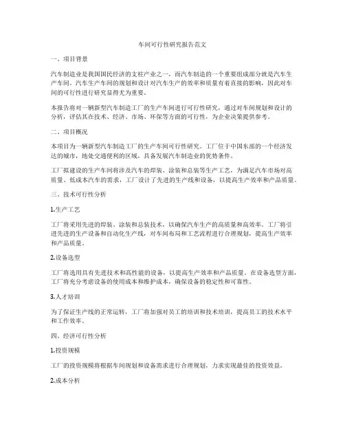 车间可行性研究报告范文