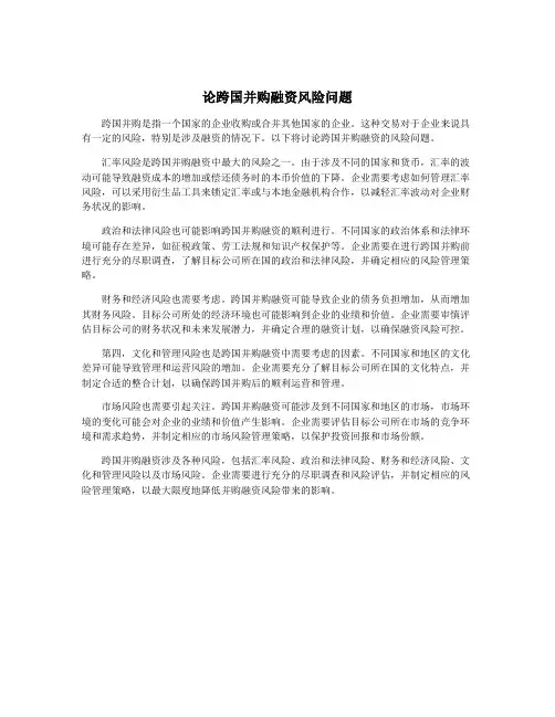 论跨国并购融资风险问题