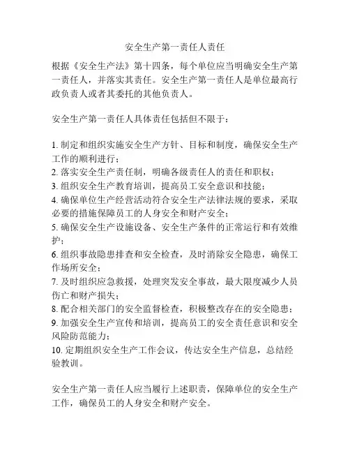 安全生产第一责任人责任
