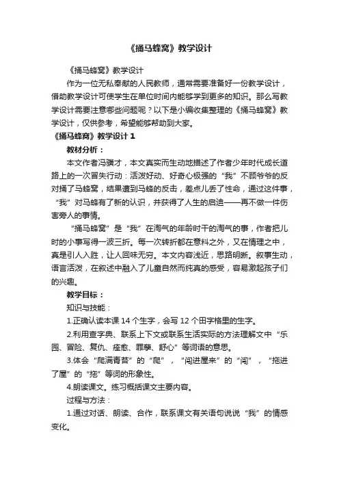 《捅马蜂窝》教学设计