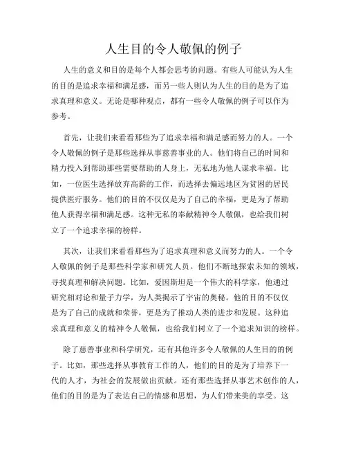 人生目的令人敬佩的例子