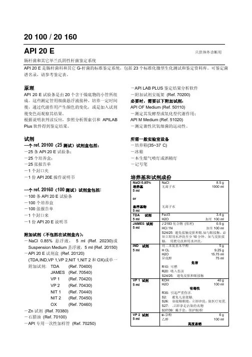 API 20E (20100)使用说明