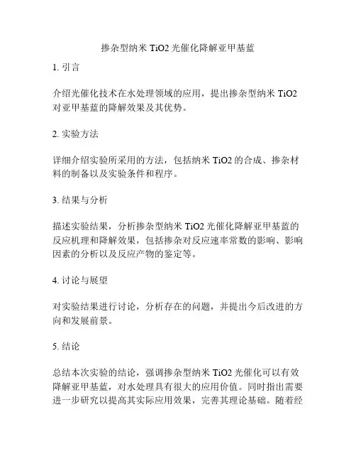 掺杂型纳米TiO2光催化降解亚甲基蓝