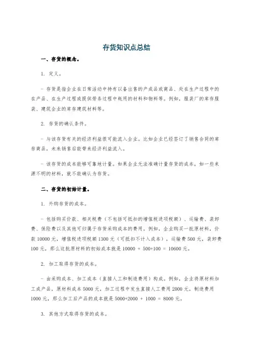 存货知识点总结