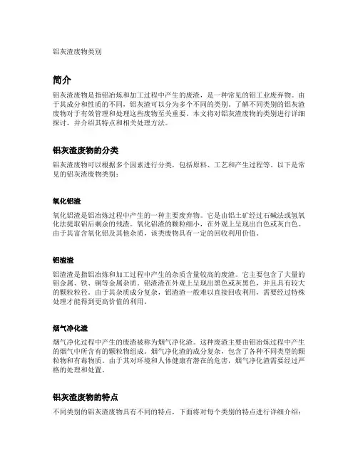 铝灰渣废物类别