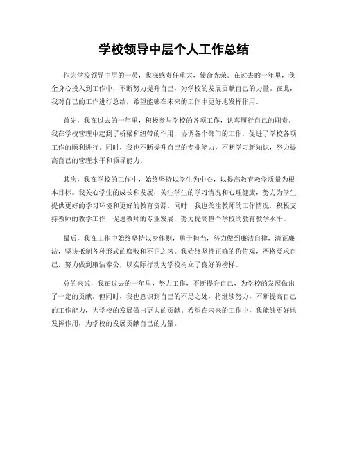 学校领导中层个人工作总结