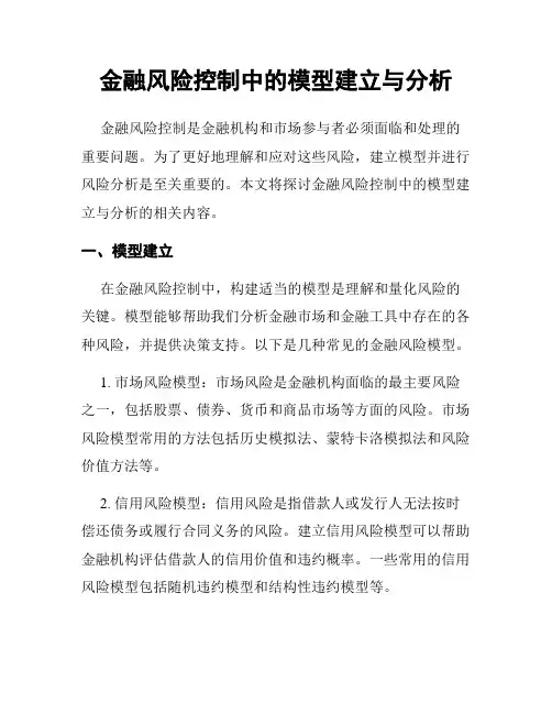 金融风险控制中的模型建立与分析