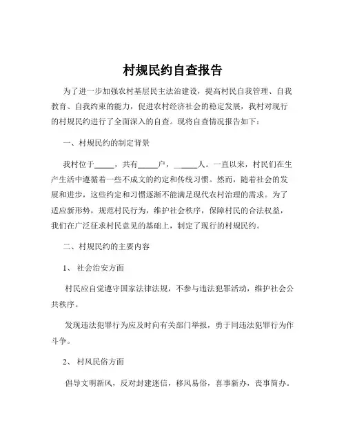 村规民约自查报告