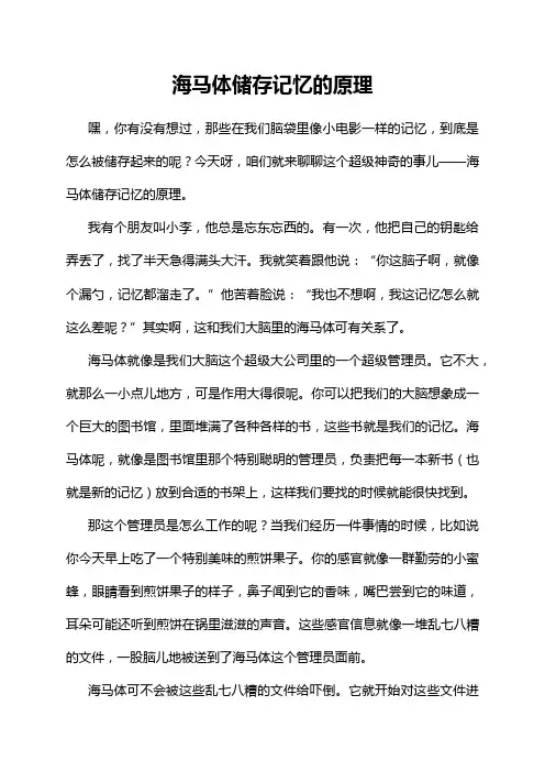 海马体储存记忆的原理