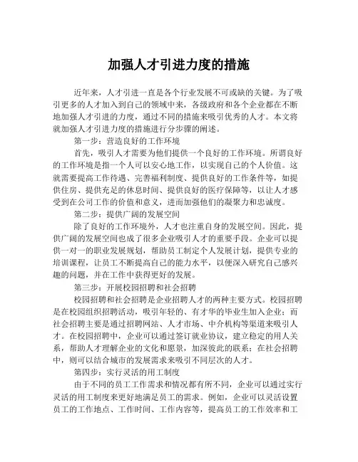 加强人才引进力度的措施