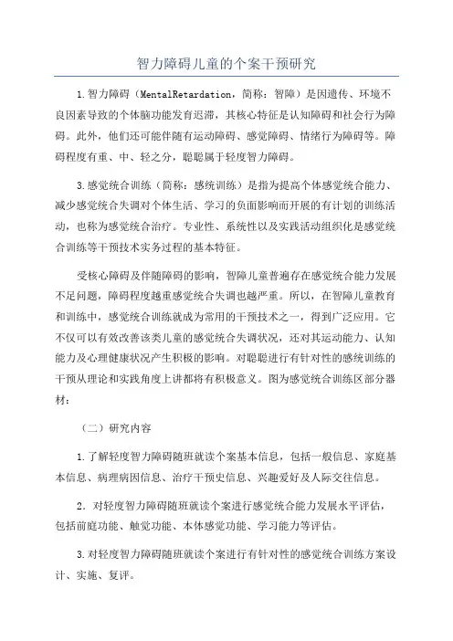 智力障碍儿童的个案干预研究