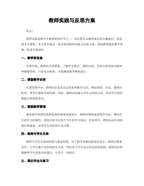 教师实践与反思方案