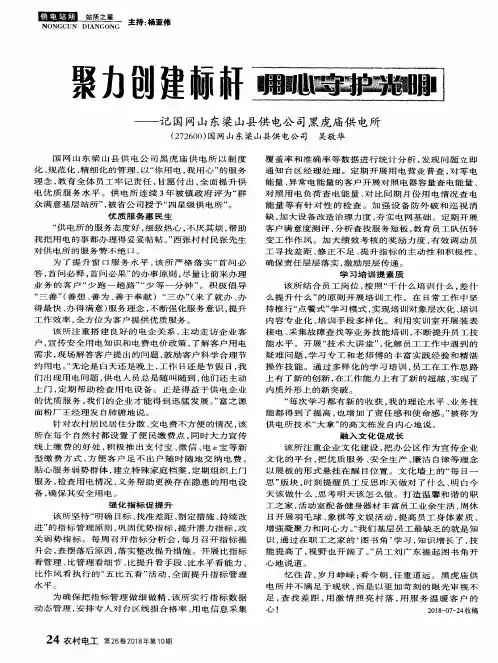 聚力创建标杆 用心守护光明——记国网山东梁山县供电公司黑虎庙供电所