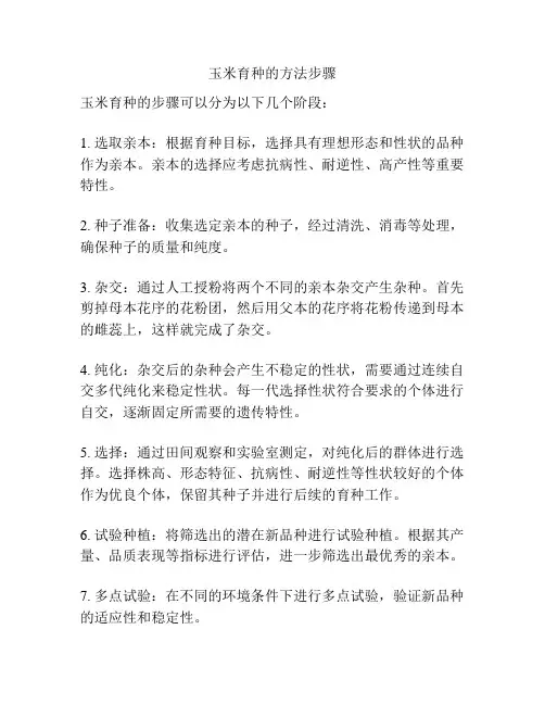 玉米育种的方法步骤