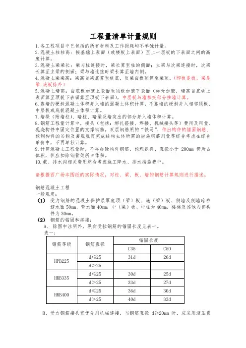 工程量清单计量规则 12.8