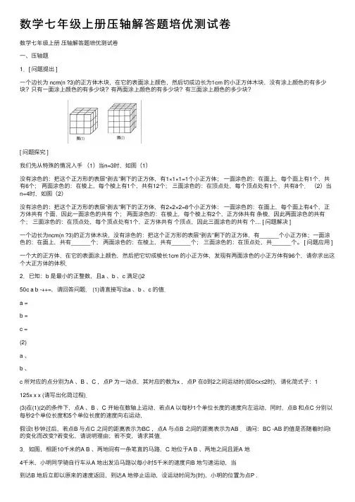 数学七年级上册压轴解答题培优测试卷