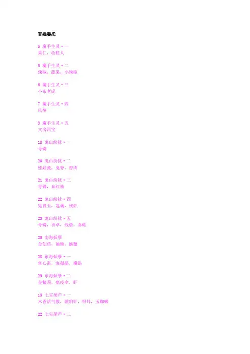《古剑奇谭》侠义榜怪物掉落物品