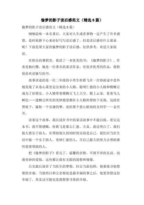 偷梦的影子读后感范文(6篇)