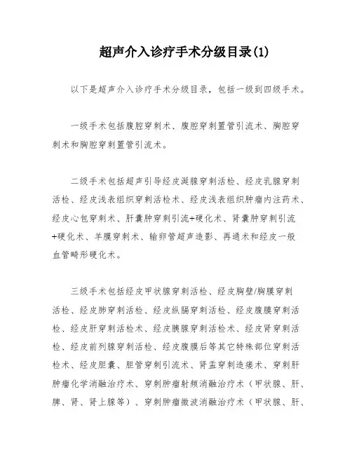 超声介入诊疗手术分级目录(1)