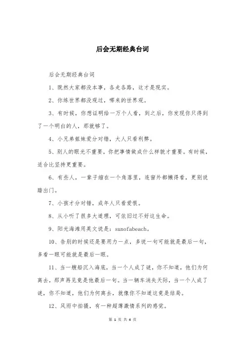 后会无期经典台词