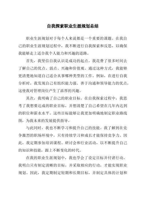 自我探索职业生涯规划总结