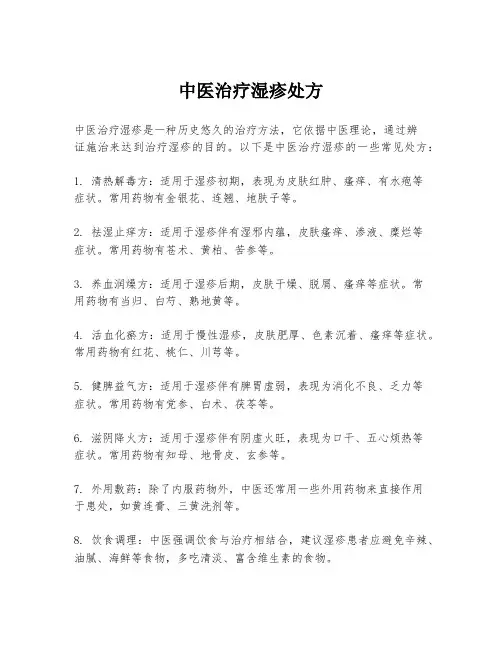中医治疗湿疹处方