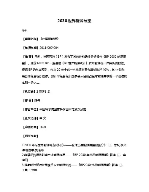 2030世界能源展望