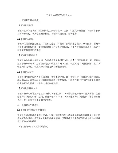 下颌骨的解剖学知识点总结