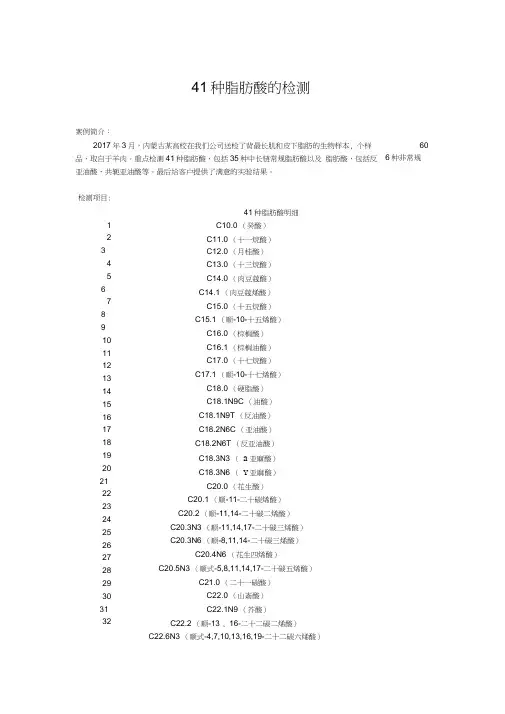 41种脂肪酸测定含义及方法