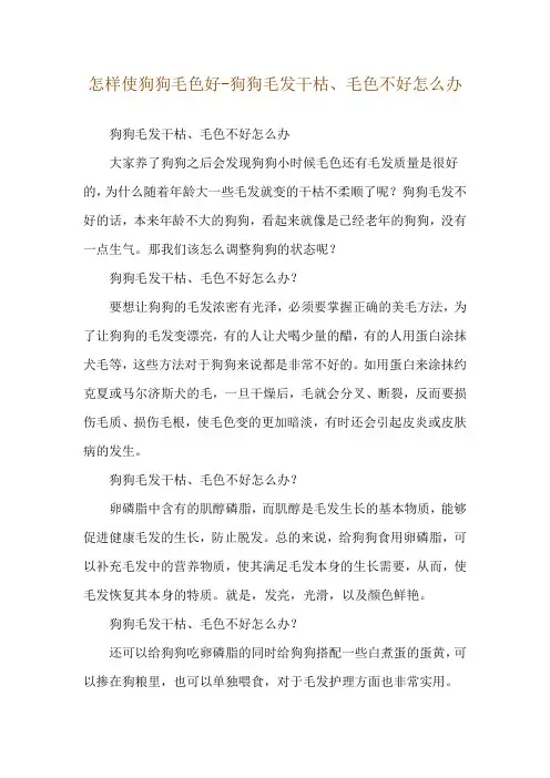 怎样使狗狗毛色好-狗狗毛发干枯、毛色不好怎么办