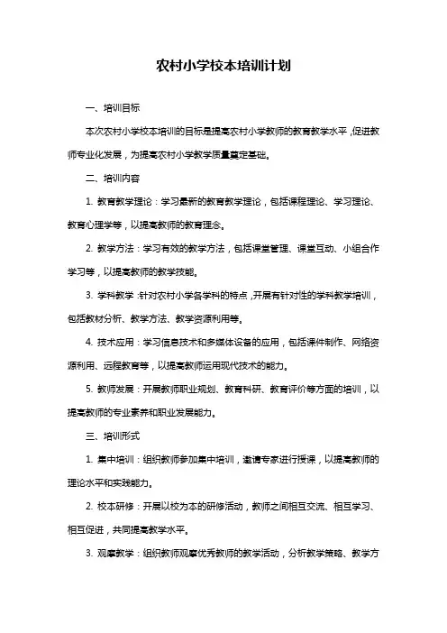 农村小学校本培训计划