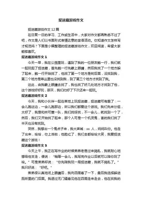 捉迷藏游戏作文12篇