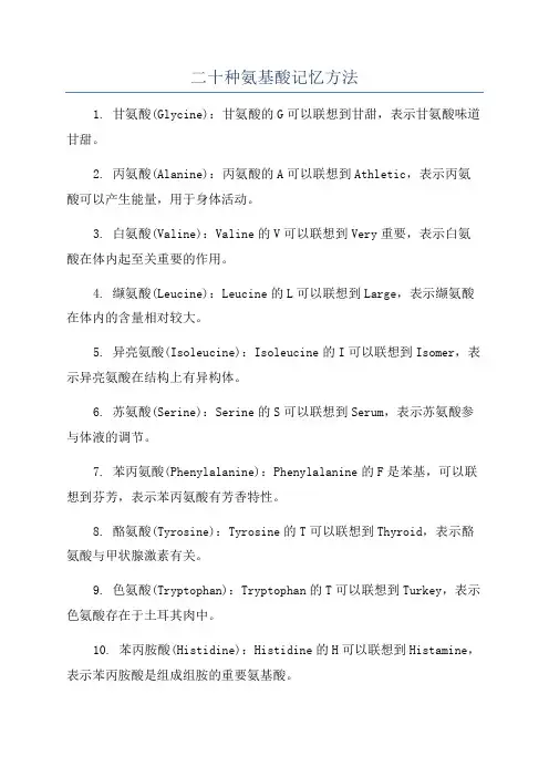 二十种氨基酸记忆方法