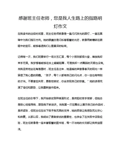 感谢班主任老师,您是我人生路上的指路明灯作文