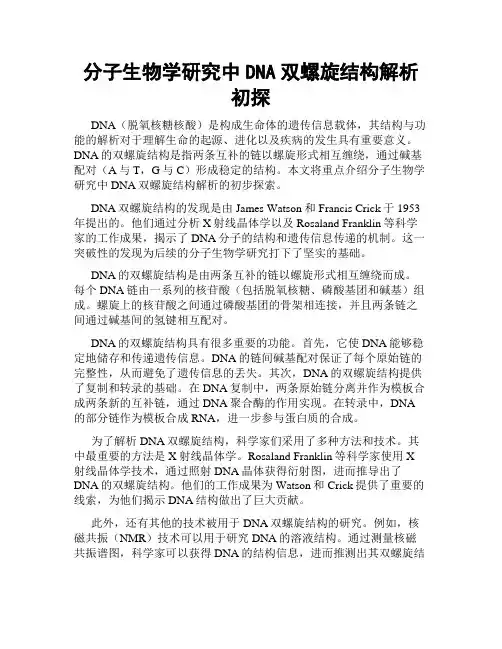 分子生物学研究中DNA双螺旋结构解析初探
